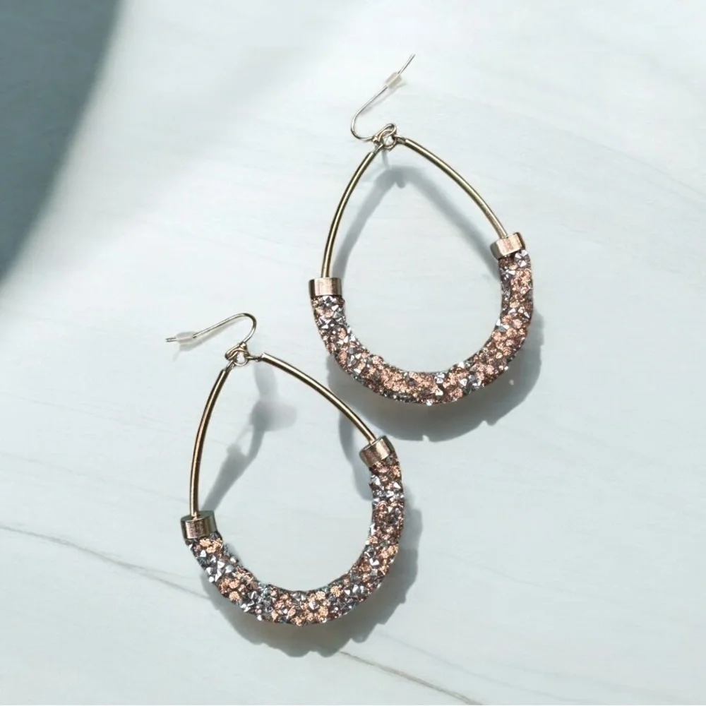 Francesca’s • Large Teardrop Sparkle Encrusted Earrings - Picture 1 of 5